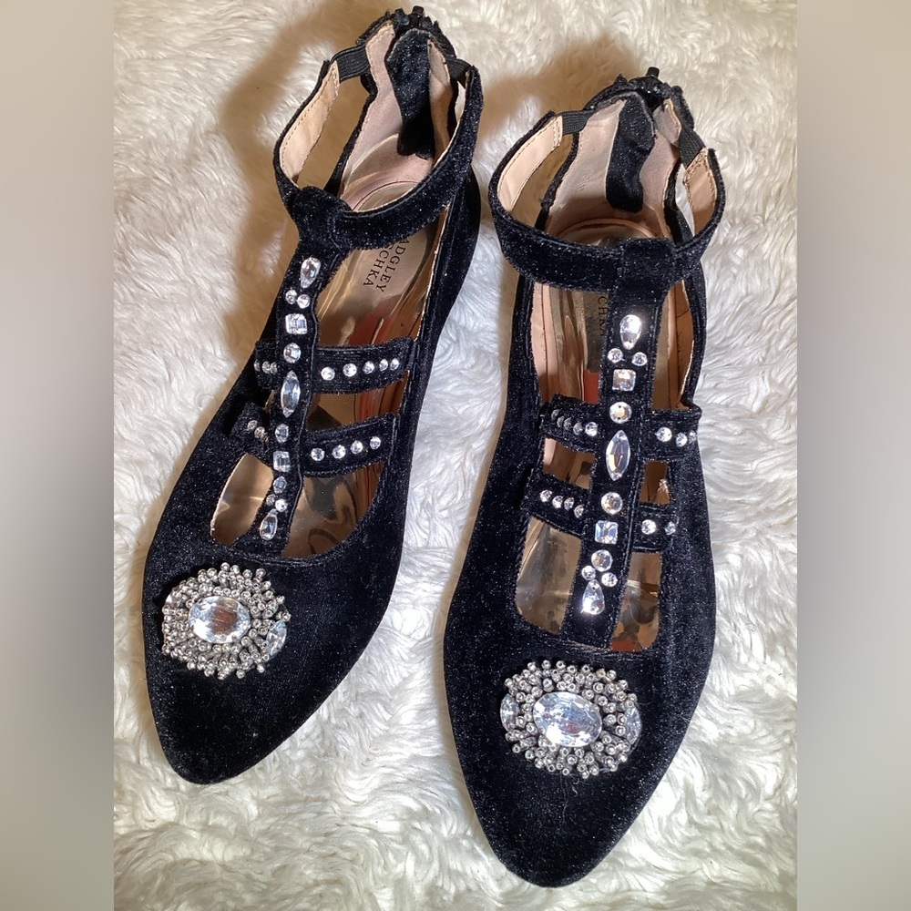 Badgley Mischka Terra burst Black Embellished Women's flat shoes 5